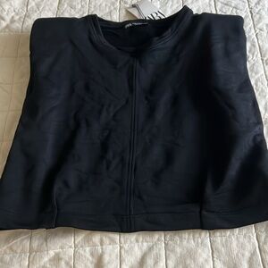 Black Zara Sleeveless Sweatshirt with Shoulder Pads
